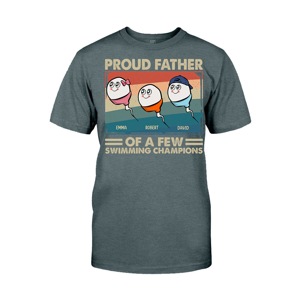 Proud Father Mother Of A Few Swimming Champions - Personalized Father T-shirt And Hoodie