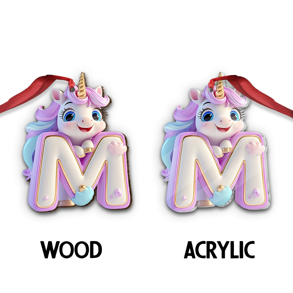 Ornement lettre licorne mignon - Ornement personnalisé pour enfant
