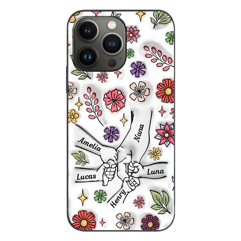 Spring Flower Holding Hands Nana Mom - Personalized Grandma Phone Case