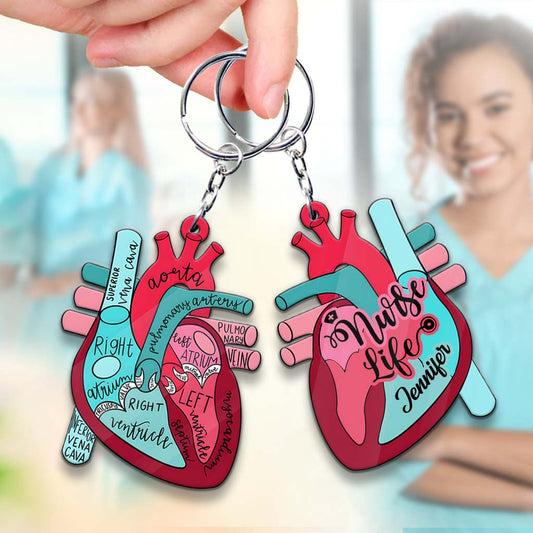 Nurse Life Heart Anatomy - Personalized Nurse Keychain
