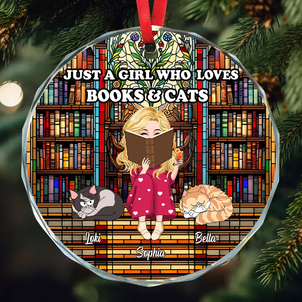 Juste une fille qui aime les livres - Ornement en verre rond en forme de livre personnalisé