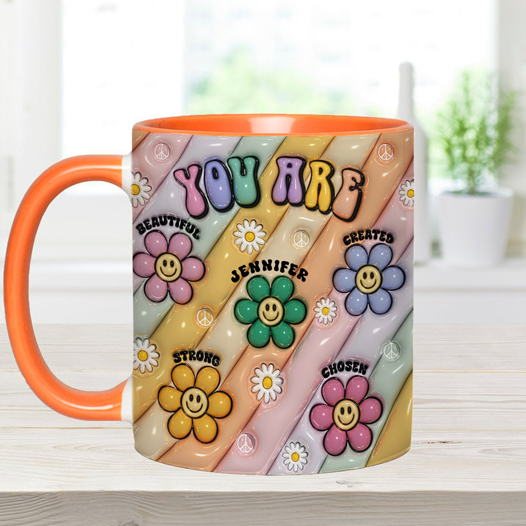 Tu es belle, forte et victorieuse - Mug personnalisé style hippie