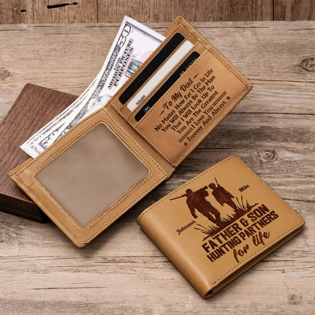 To My Dad - Personalized Father Leather Wallet