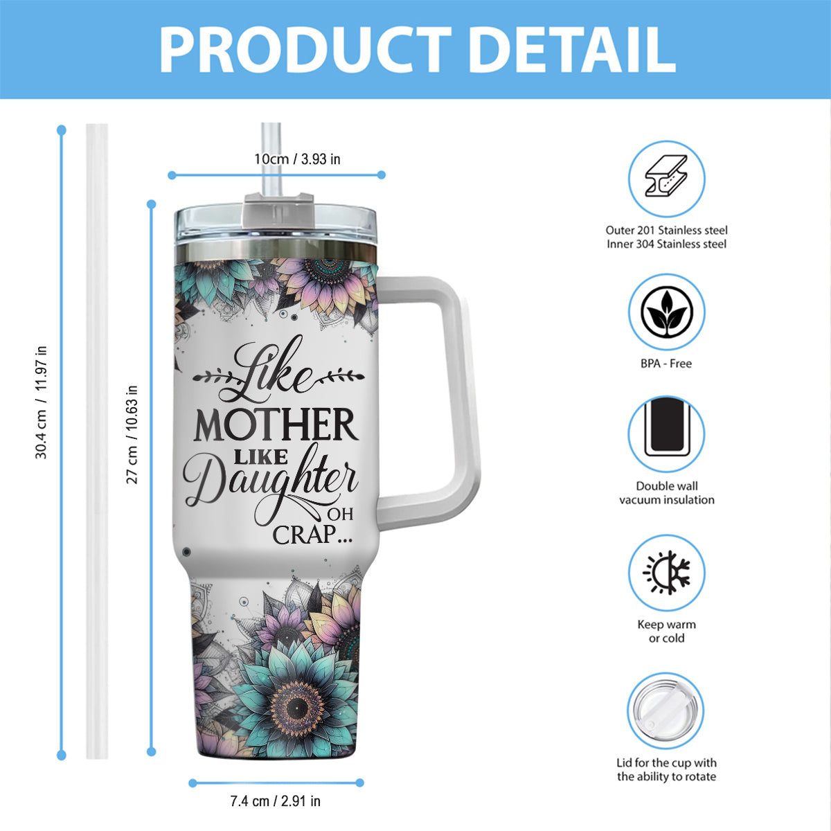 Mama Bear - Personalized Mother Tumbler With Handle