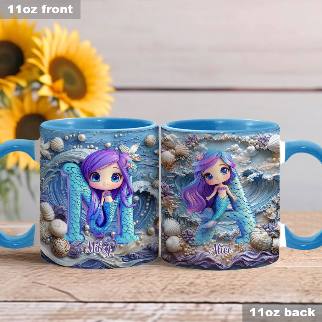 Mug personnalisé pour enfant avec une magnifique lettre sirène