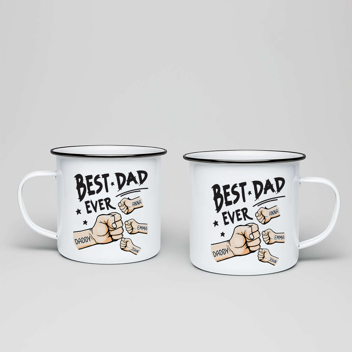 Best Dad Ever Fist Bump - Personalized Father Enamel Mug