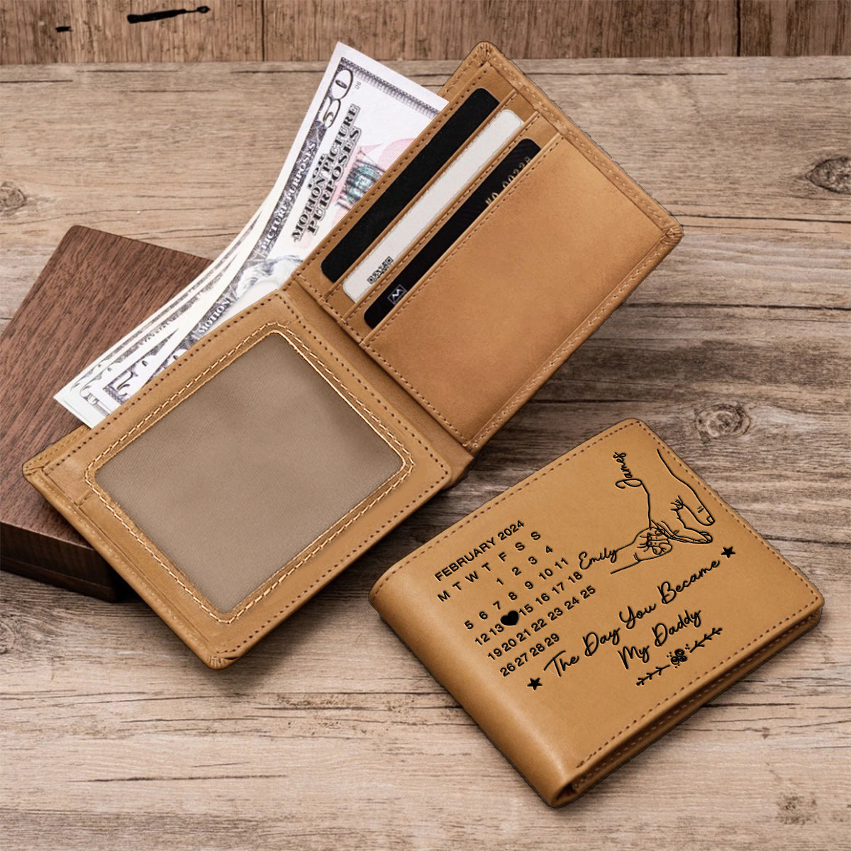 The Day You Became My Daddy - Personalized Father Leather Wallet