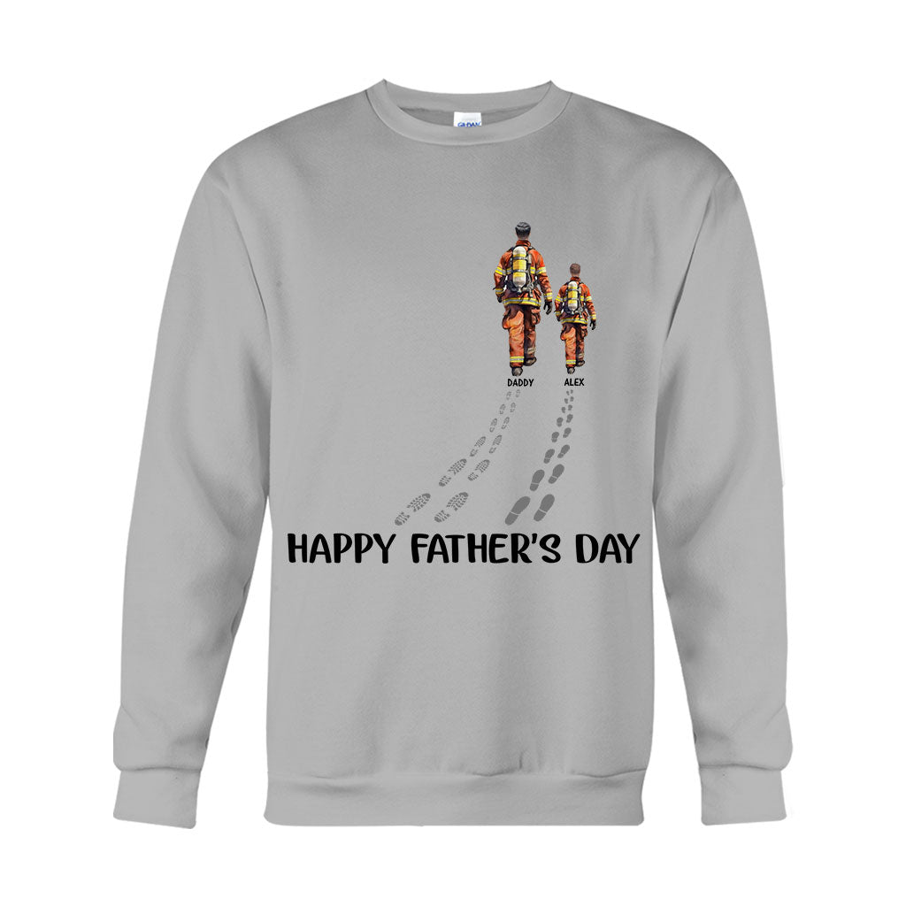 Happy Father's Day Firefighter Dad - Personalized Firefighter T-shirt And Hoodie