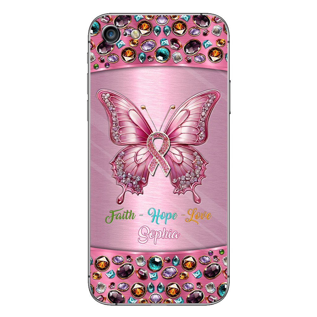 Coque de téléphone transparente personnalisée « Espoir de guérison » pour la sensibilisation au cancer du sein