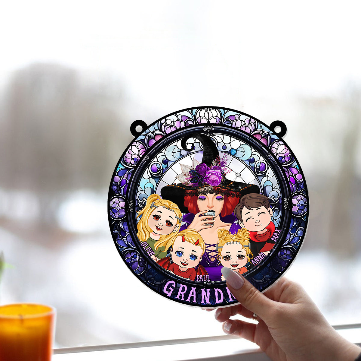 Grandma - Personalized Grandma Window Hanging Suncatcher Ornament