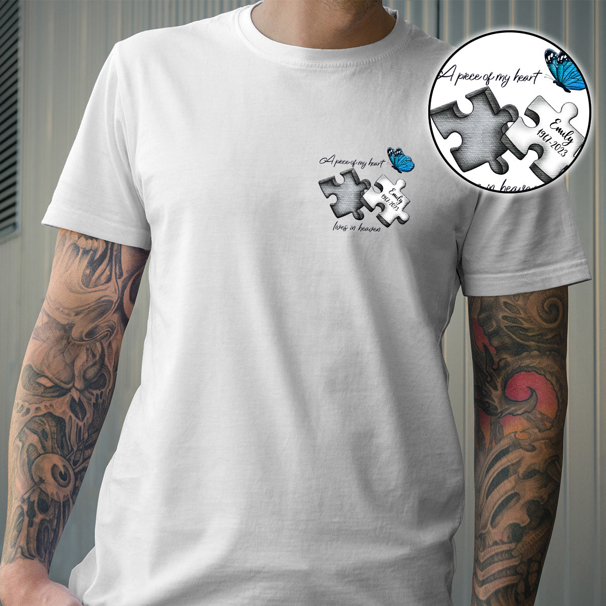 Memorial Butterfly Dragonfly Heaven Feather - Personalized Memorial Embroidered T-shirt