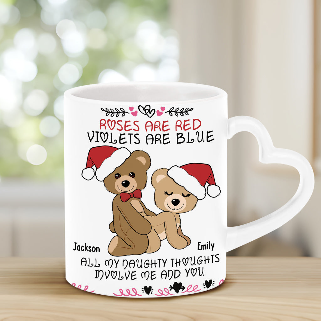 Roses Are Red - Personalized Couple Heart Handle Mug