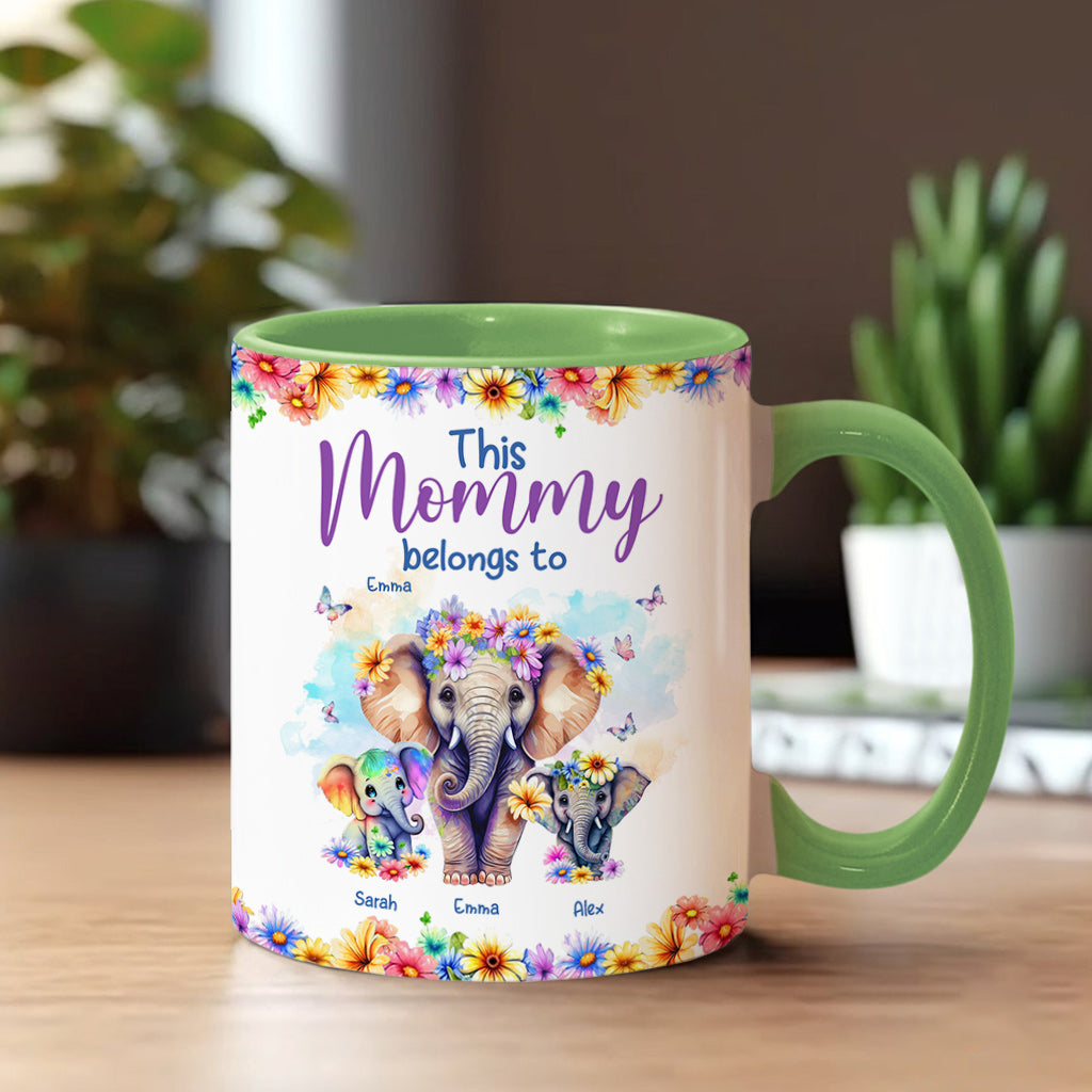 Elephants This Mommy Belongs To - Personalized Mother Accent Mug