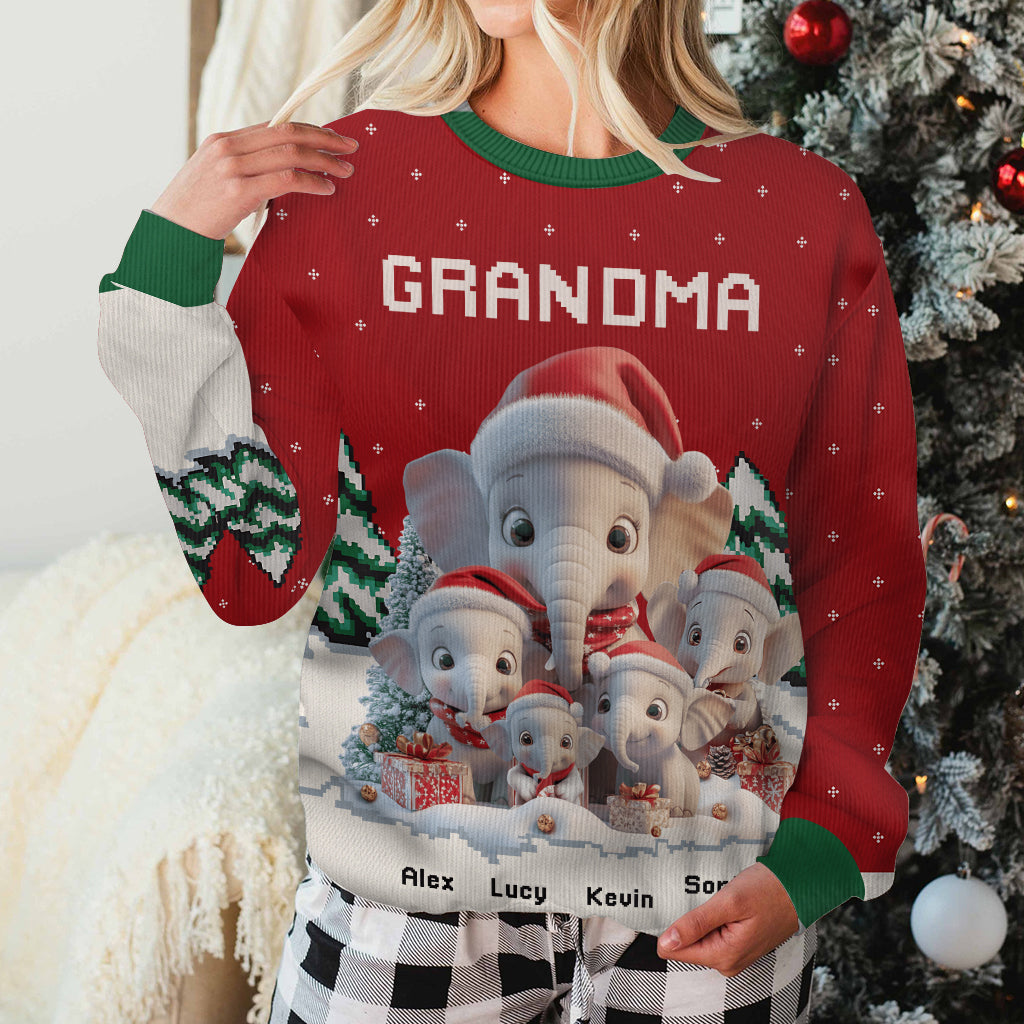 Beliebiger Titel: Niedlicher Elefant – Personalisierter Oma-Pullover