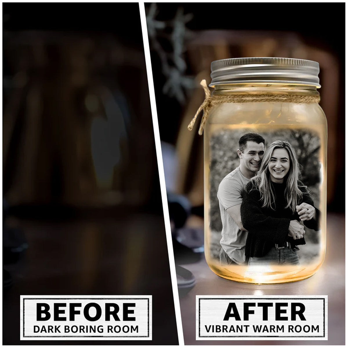 Keep The Light On - Personalized Memorial Mason Jar Light