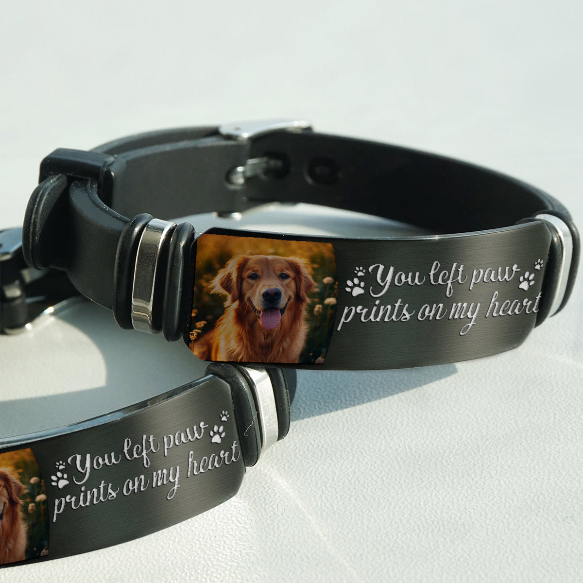 You Left Paw Prints On My Heart - Personalized Dog Engraved Bracelet