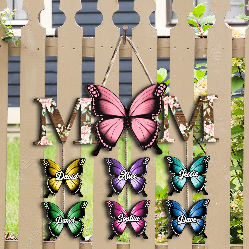 Mother And Children Butterfly - Personalized Mother Pallet Wood Sign