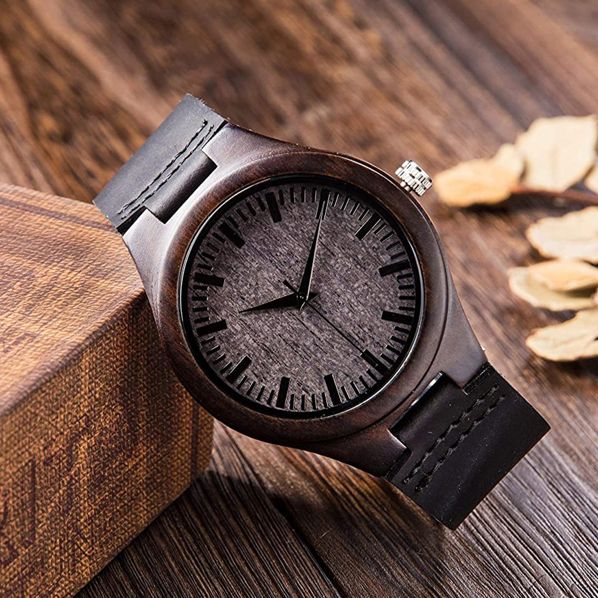 To My Son Happy Father‘s Day - Personalized Father Engraved Wooden Watch
