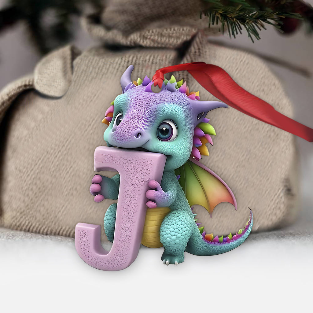 Ornement lettre dragon mignon - Ornement dragon personnalisé