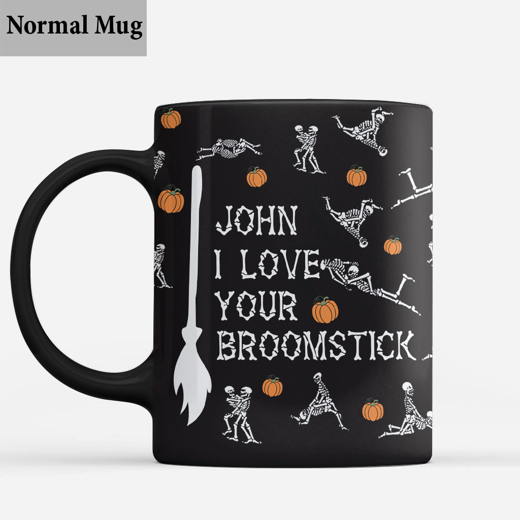 Love Your Pumpkins / Broomstick - Personalized Couple Mug