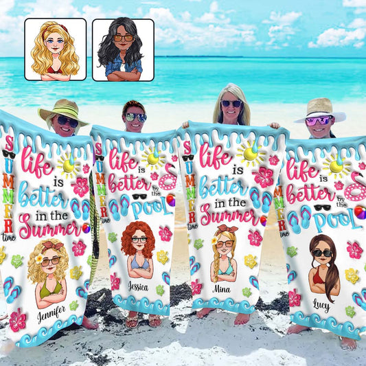 Life Is Better In Summer - Personalized Sea Lover Beach Towel