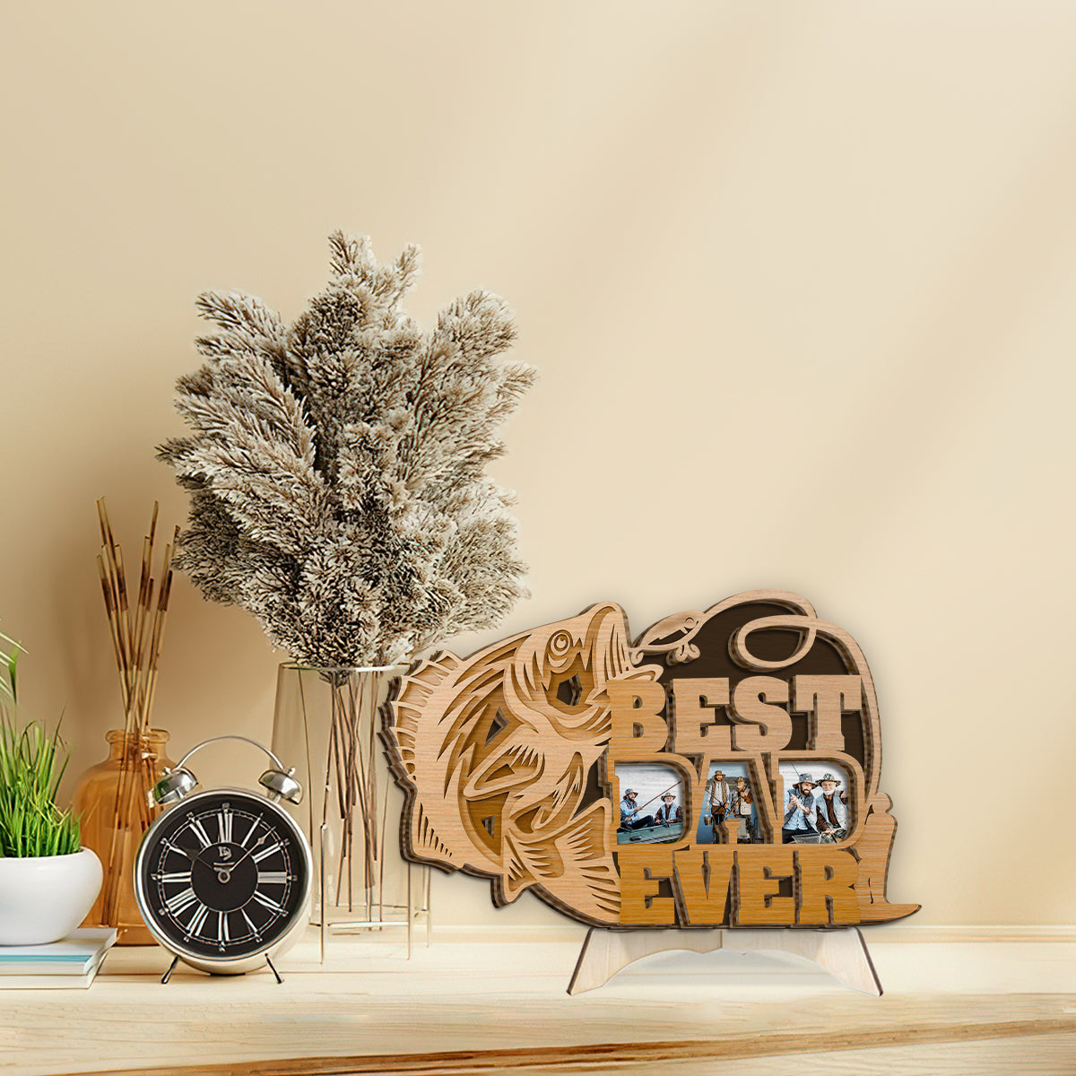 Best Dad Ever - Personalized Father 2 Layered Wood Sign / Wood Plaque