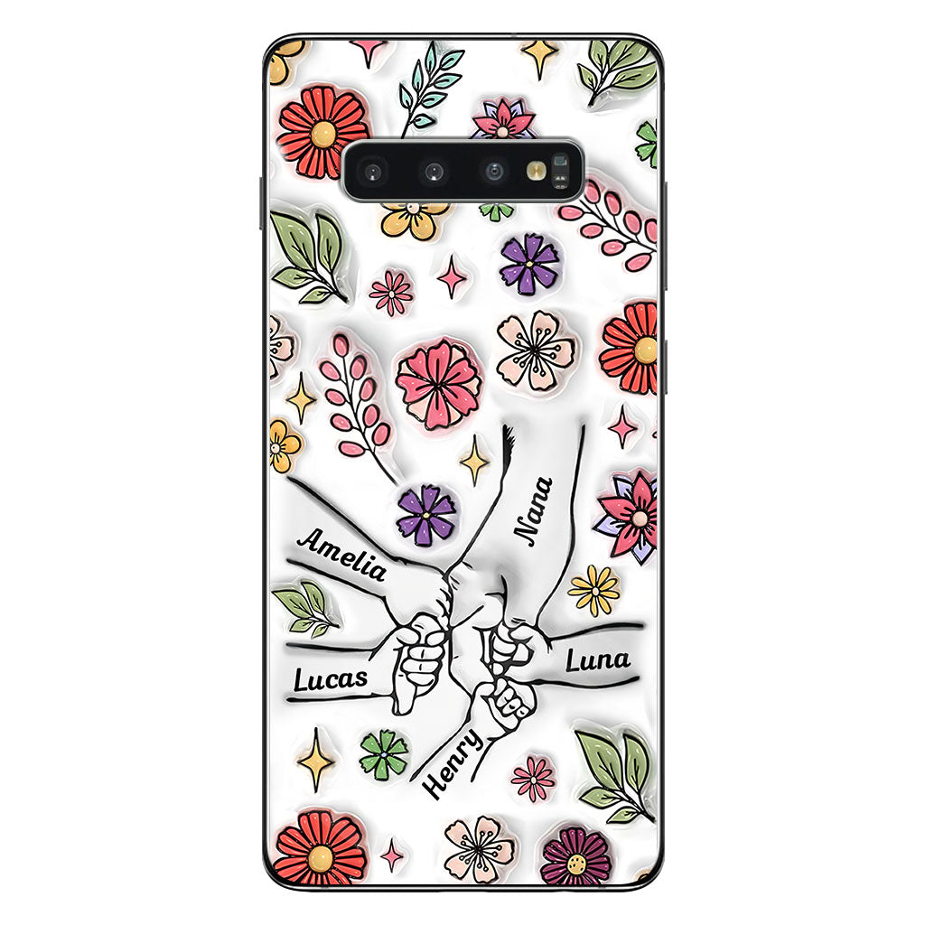 Spring Flower Holding Hands Nana Mom - Personalized Grandma Phone Case