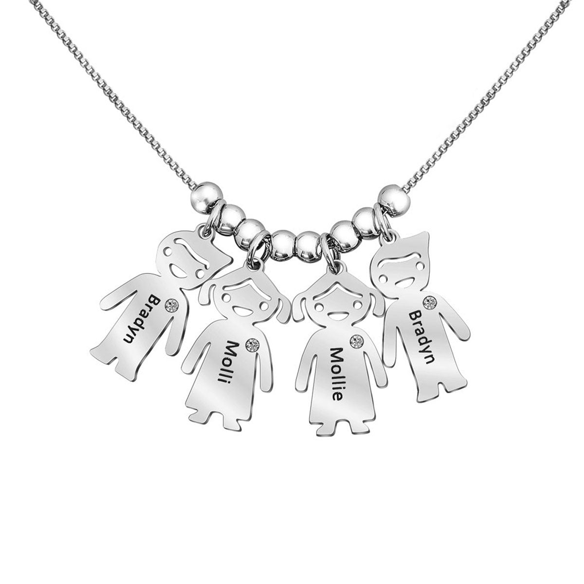 Necklace With Kids Charms Custom Birthstone - Personalized Mother Necklace With Kids Charms