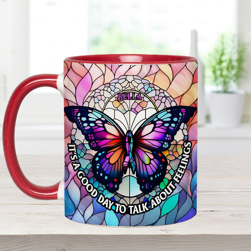 Heute ist ein guter Tag, um über Gefühle zu sprechen – personalisierte Tasse
