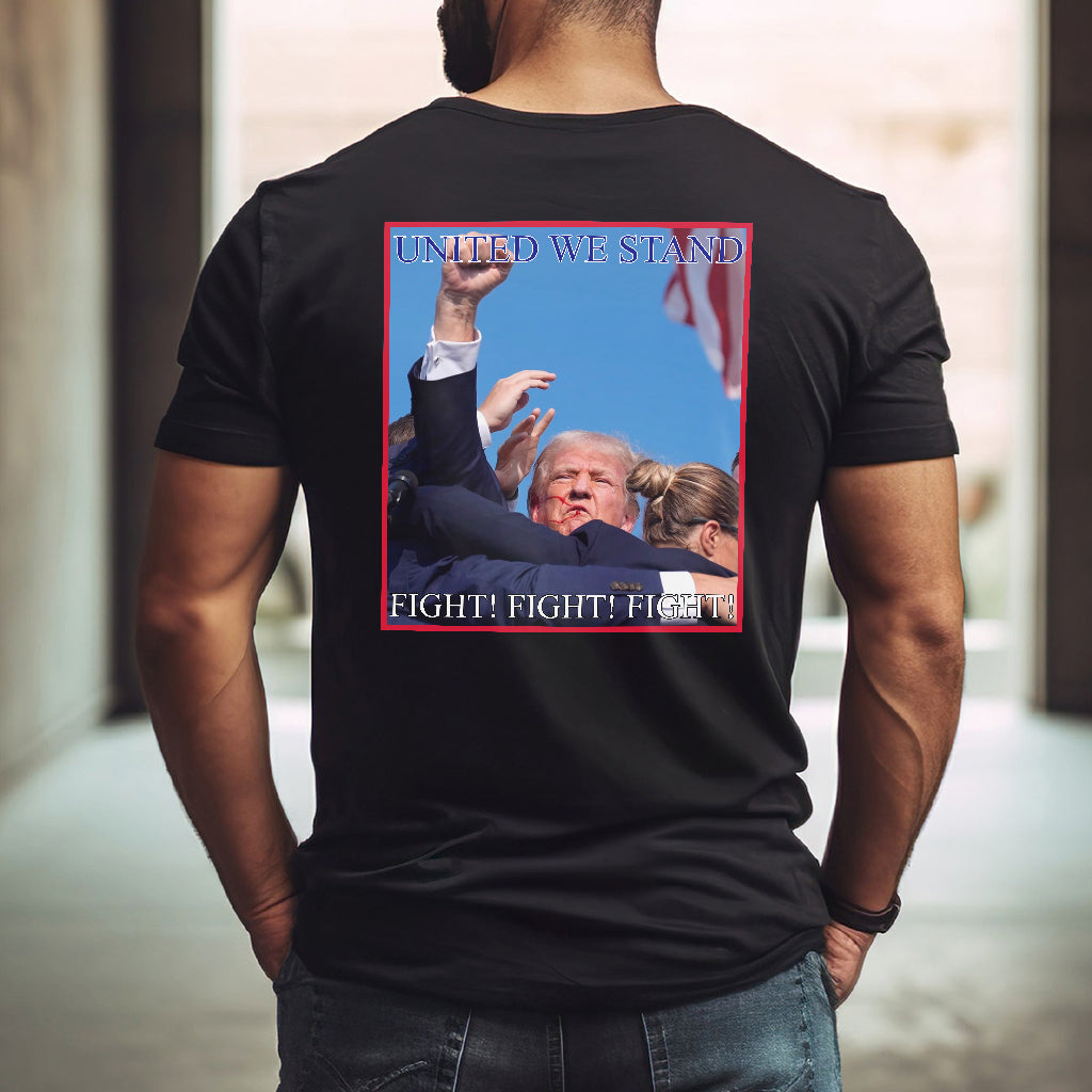 T-shirt « Unis nous sommes forts », T-shirt « Jamais de reddition », T-shirt « Luttons pour l’Amérique », T-shirt « Rassemblement 2024 », T-shirt « Luttons, combattons, combattons »