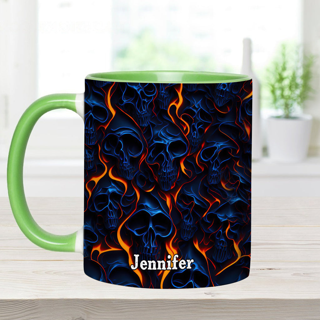 Flame Fire Skull - Personalized Skull Accent Mug