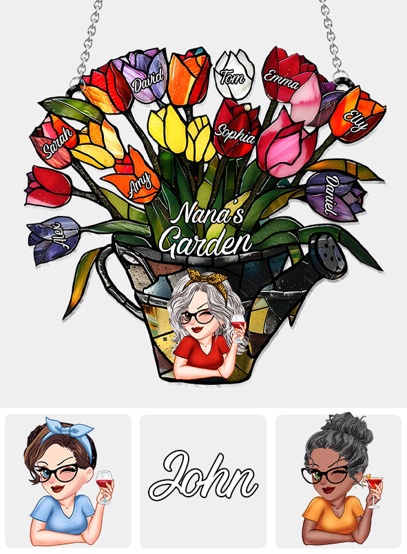 Grandma's Garden - Personalized Grandma Window Hanging Suncatcher Ornament