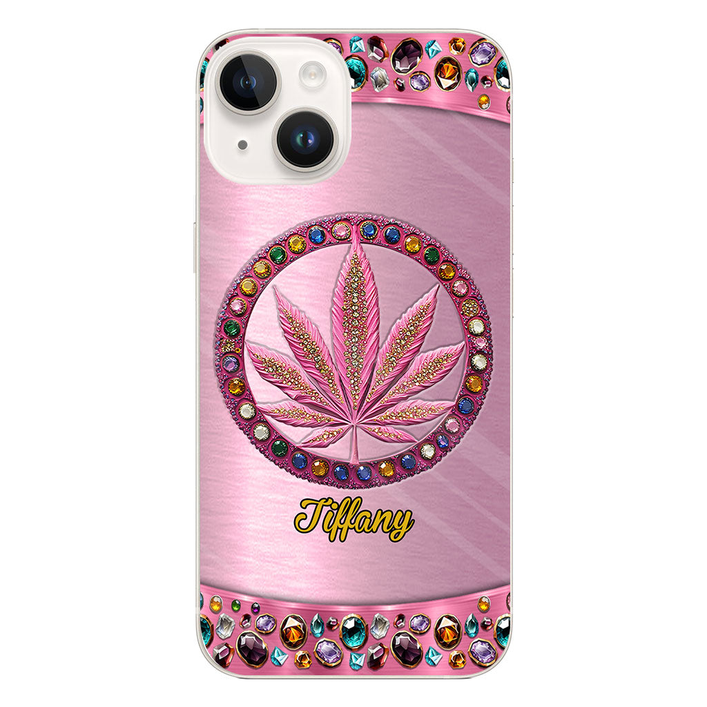 Stoner Chick – Personalisierte, durchsichtige Handyhülle mit Weed-Motiv