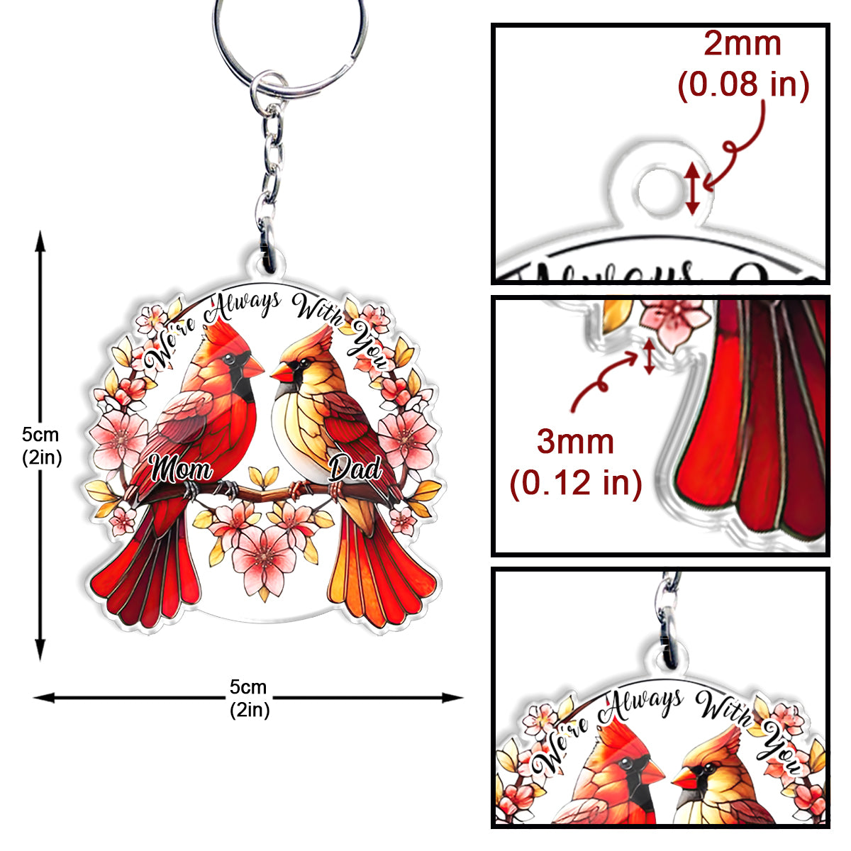 We're Always With You - Personalized Memorial Keychain