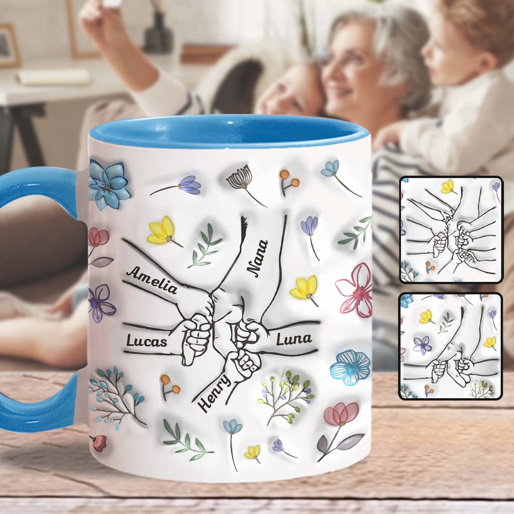 Holding Hands Grandma Mom Nana - Personalized Grandma Accent Mug