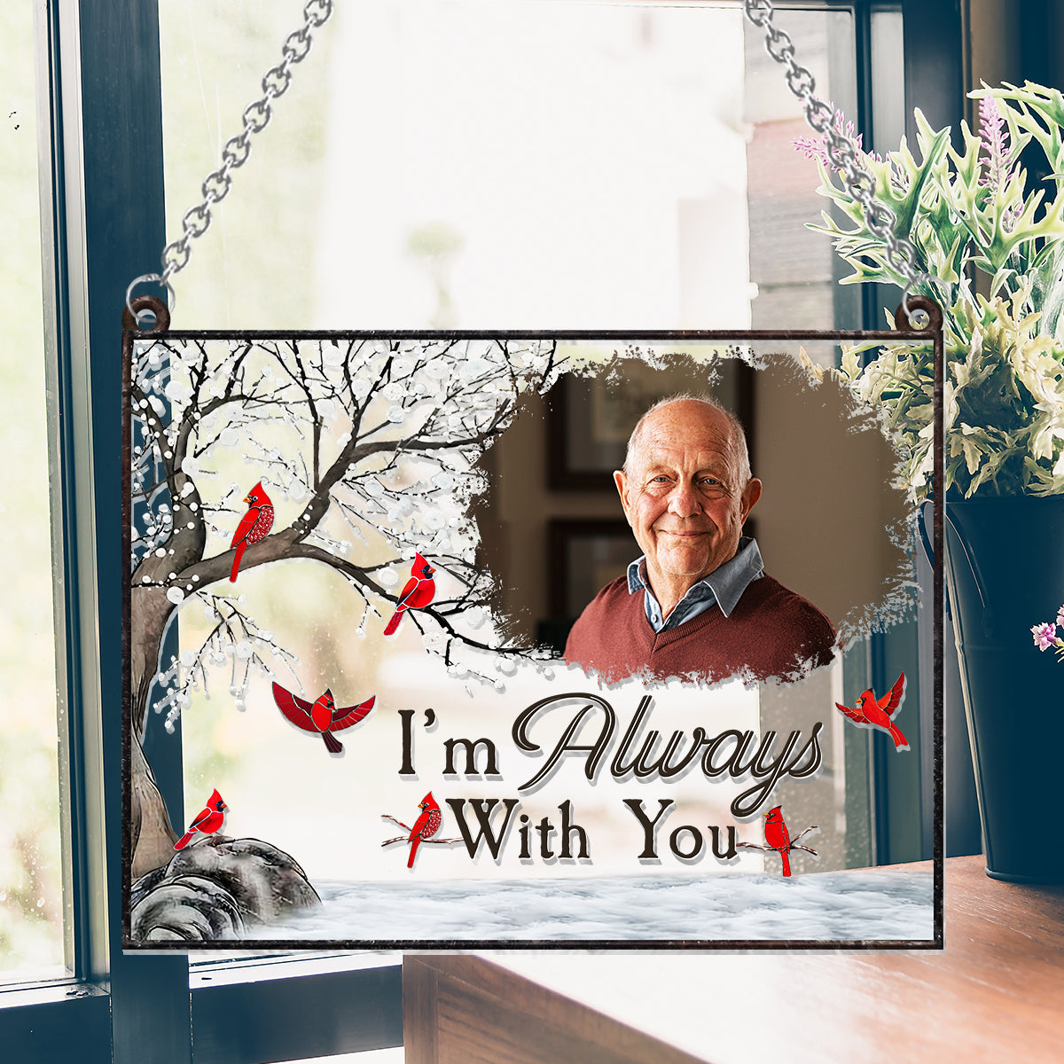 I'm Always With You - Personalized Memorial Window Hanging Suncatcher Ornament