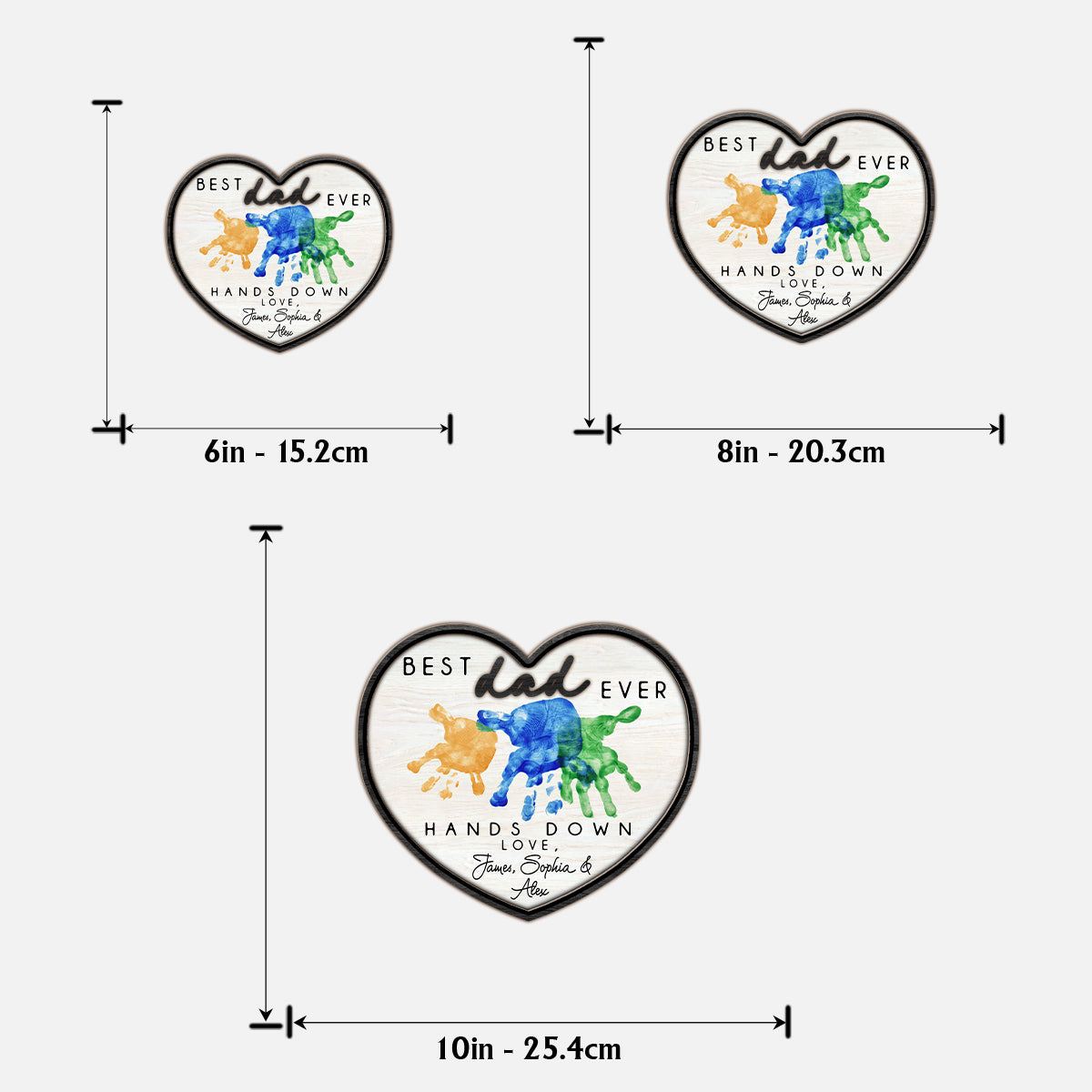 Best Dad Ever Hands Down - Personalized Father 2 Layered Wood Sign / Wood Plaque