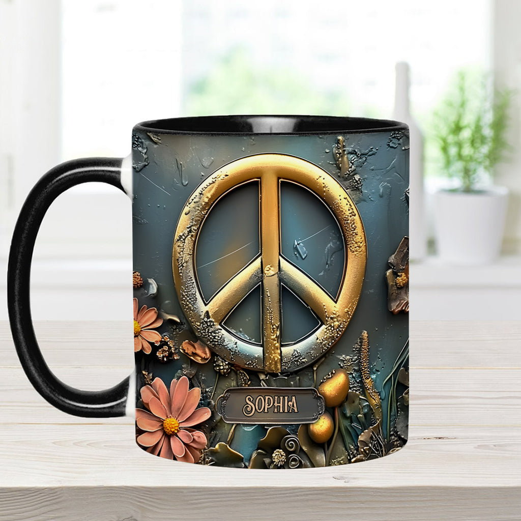Paix, amour et bonheur - Mug personnalisé style hippie