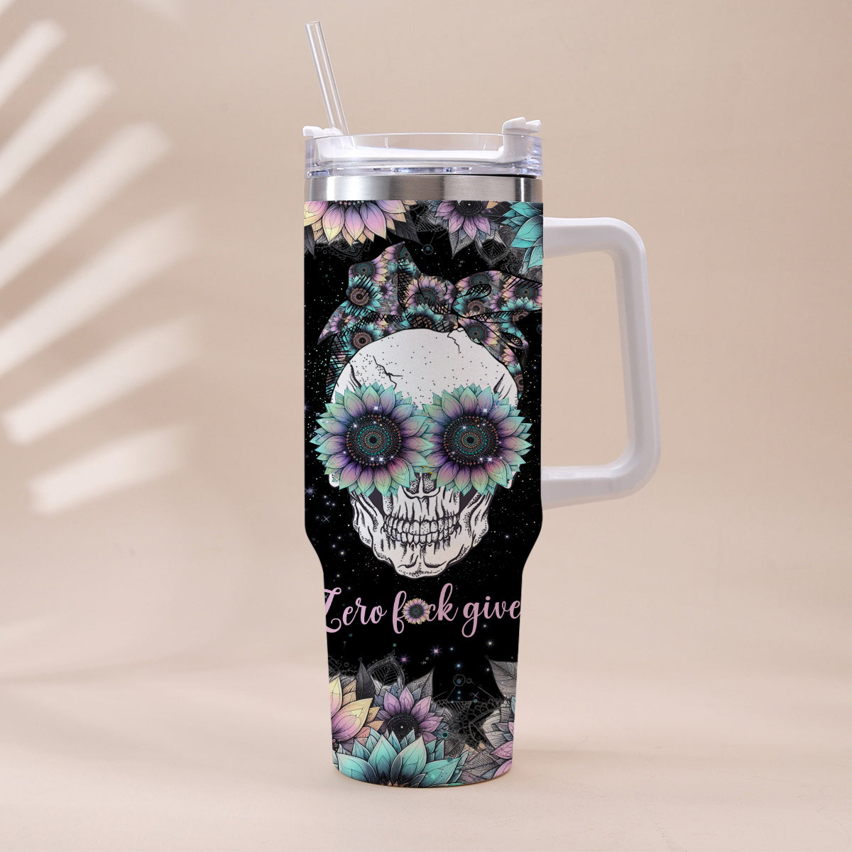 You Are My Sunshine - Personalized Skull Tumbler With Handle