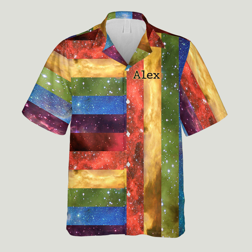 Rainbow Pride Pattern Galaxy - Personalized LGBT Support Hawaiian Shirt