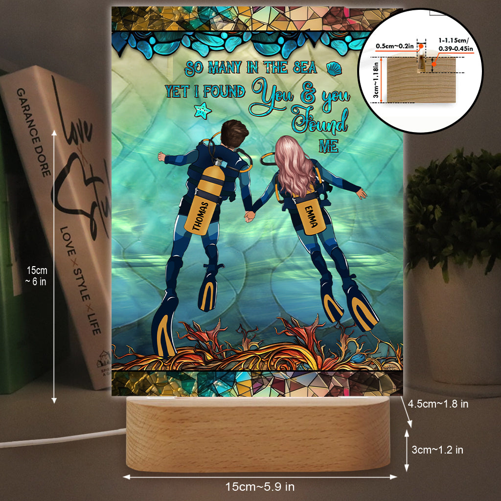 You & Me And The Sea - Personalized Scuba Diving Shaped Plaque Light Base