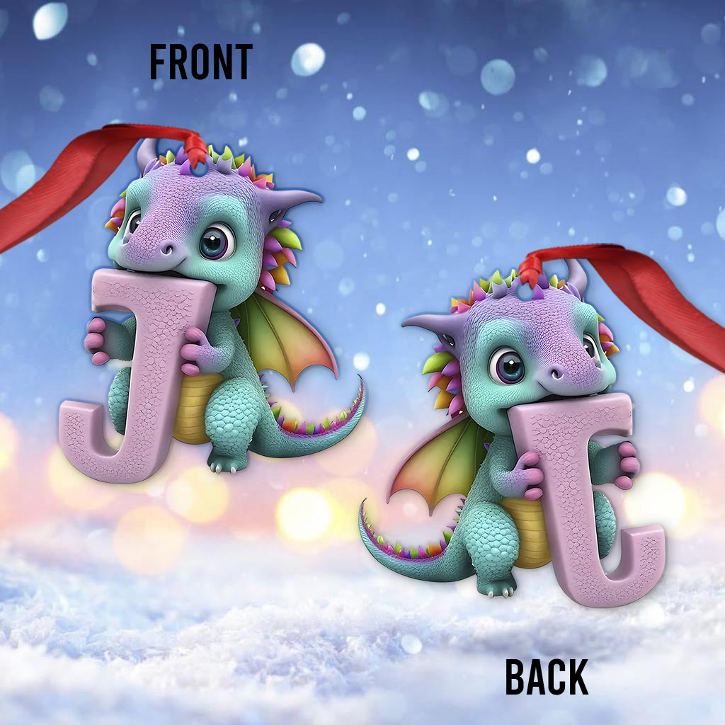 Ornement lettre dragon mignon - Ornement dragon personnalisé