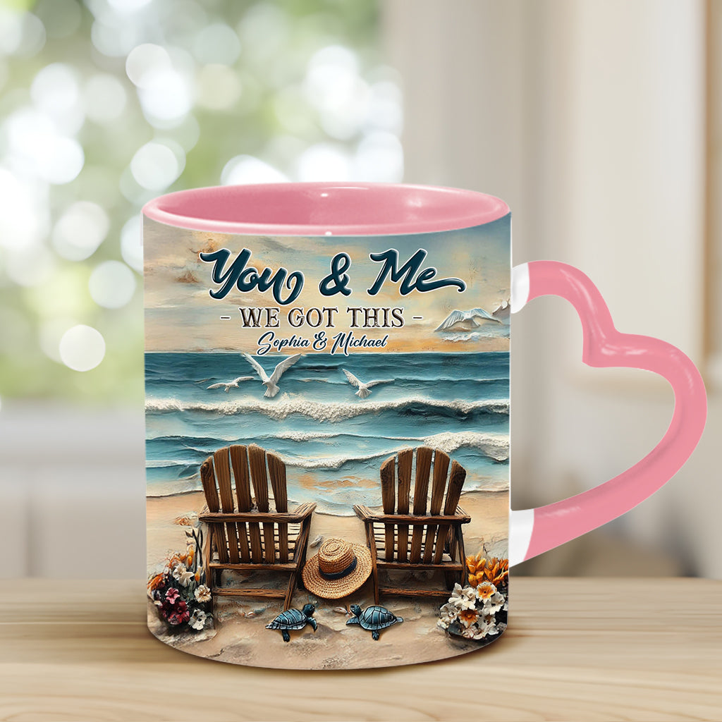 And So Together They Built A Life They Loved - Personalized Couple Heart Handle Mug