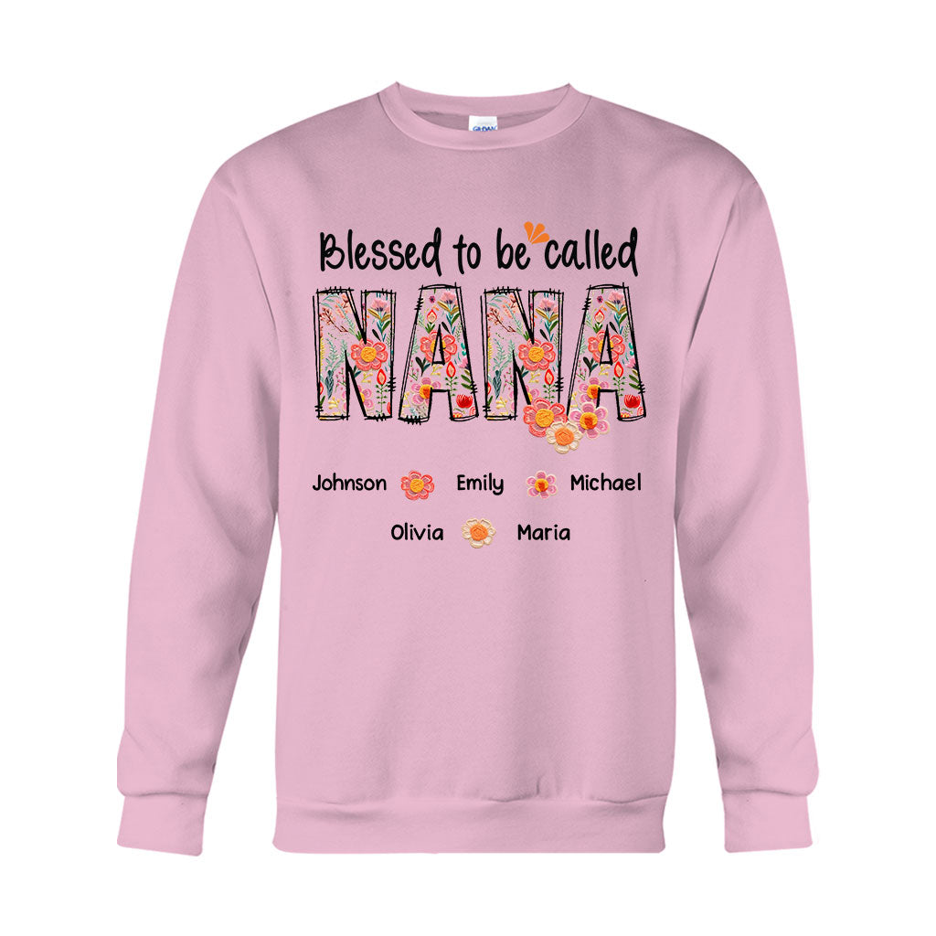 Blessed To Be Called Nana Floral Style - Personalized Grandma T-shirt And Hoodie