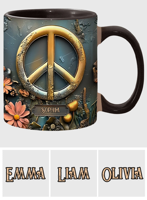 Paix, amour et bonheur - Mug personnalisé style hippie