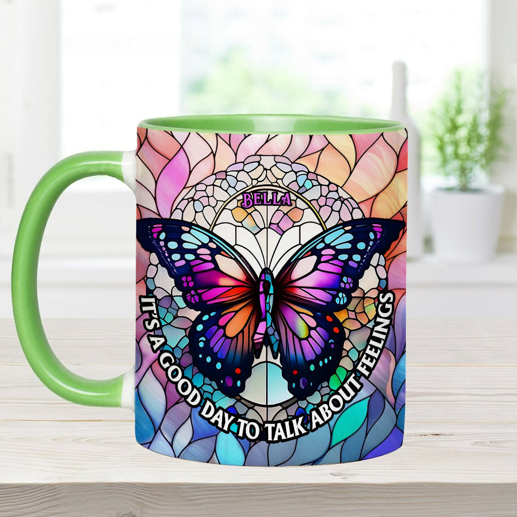Heute ist ein guter Tag, um über Gefühle zu sprechen – personalisierte Tasse
