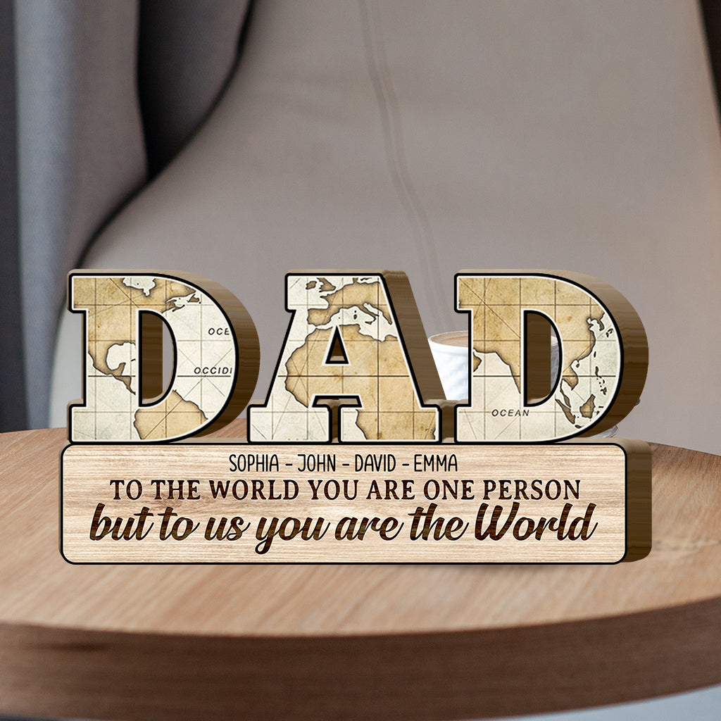 You Are Our World - Personalized Father Shaped Wooden Puzzle