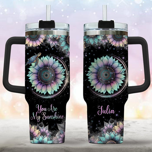You Are My Sunshine - Personalized Turtle Tumbler With Handle
