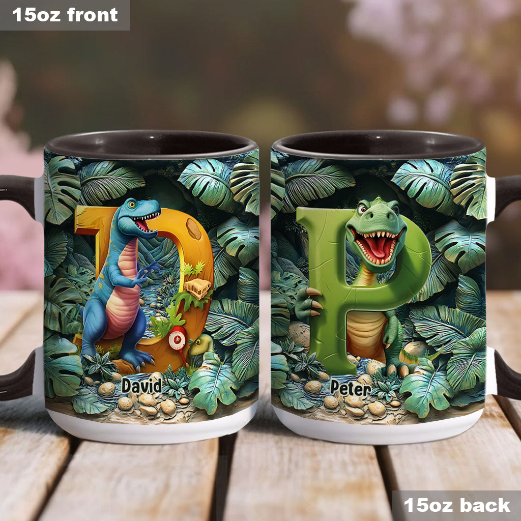 Mug personnalisé pour enfant avec lettre dinosaure