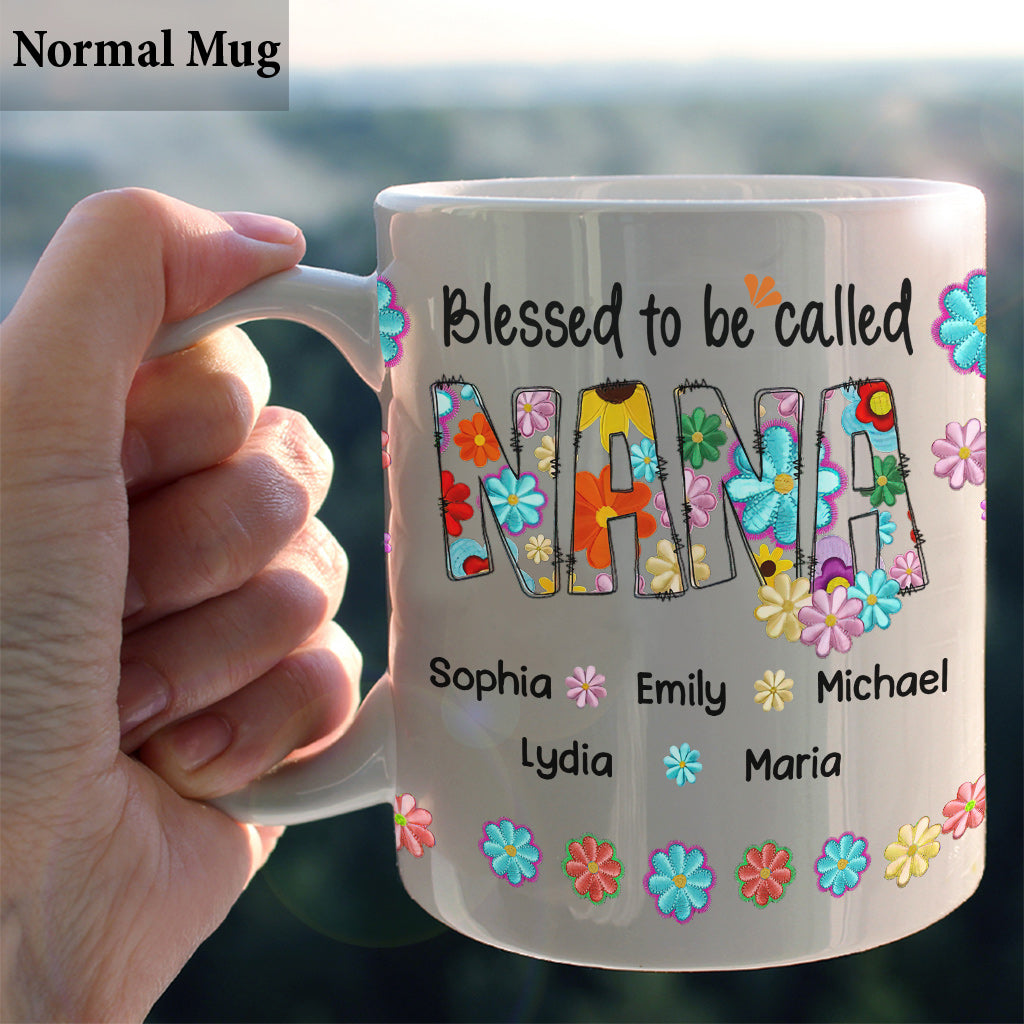 Blessed To Be Called Nana Floral Style - Personalized Grandma Mug